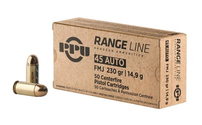 PPU Range Line, .45 ACP, FMJ, 230 Grain, 50 Rounds - $18.99 (Buyer’s Club price shown - all club orders over $49 ship FREE)