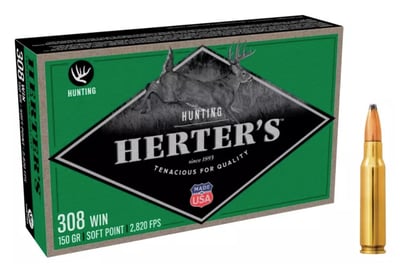 Herter's Hunting 308 Win 150 Gr Soft Point 20 Rnd - $25.99 (Free Shipping over $50)