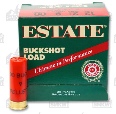 Estate Buckshot Load 12 Gauge 2.75" 9 Pellet 00 Buckshot 25 Shells - $34.99