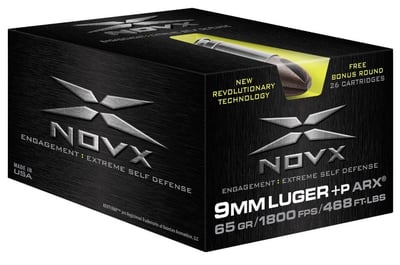 NOVX Engagement Extreme Self-defense 9mm Luger +P 65 GR ARX 26 Rnd - $48.99