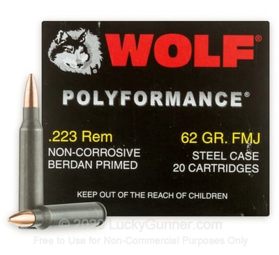 Wolf WPA Polyformance 223 Rem 62 gr FMJ 500 Rounds - $215 