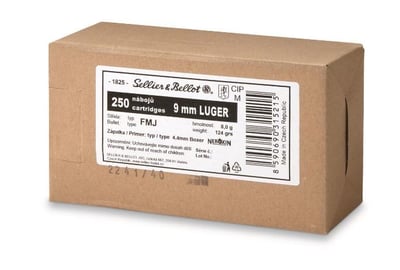 Sellier & Bellot 9mm FMJ 124 Grain 250 Rounds - $218.49 (Buyer’s Club price shown - all club orders over $49 ship FREE)