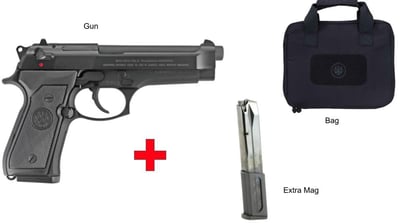 Beretta 92fs 9mm 15 Round W/ Bonus Soft Case and 30 Rd Mag - $599 