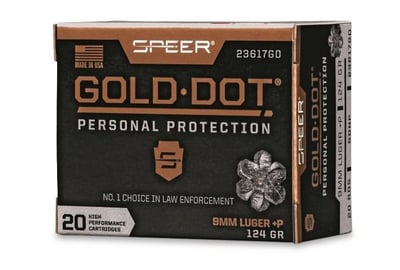 Speer Gold Dot 9mm+P GDHP 124 Grain 20 Rounds - $21.84 (Buyer’s Club price shown - all club orders over $49 ship FREE)