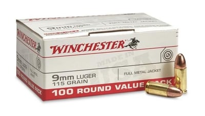 Winchester White Box 9mm 115 Grain FMJ 100 Rnd - $31.34 (Buyer’s Club price shown - all club orders over $49 ship FREE)