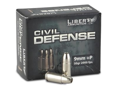 Liberty Civil Defense 9mm +P Fragmenting HP 50 Gr 20 Rounds - $25.34 (Buyer’s Club price shown - all club orders over $49 ship FREE)