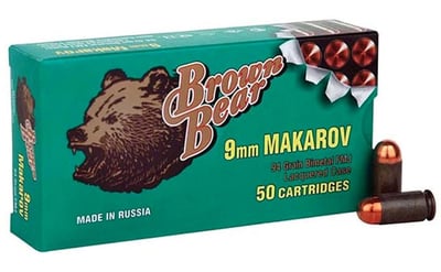 Brown Bear 9mm Makarov 94gr FMJ 550 Rnd (11 Boxes) - $199.89 after code "WELCOME20"