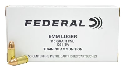 Federal 9mm 115gr FMJ Training Ammo 50 Rnd - $21.99 ($11.99 S/H)