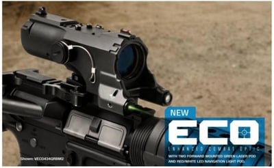 Vism Eco Mod2 4X Magnification 34mm Scope with Green Laser & Red/White Led Navigation Light, Black - $159.95 