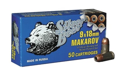 Silver Bear 9x18mm Makarov HP 94 Grain 500 Rounds - $156.74 (Buyer’s Club price shown - all club orders over $49 ship FREE)