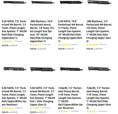 Bear Creek Arsenal Complete Uppers - from $179.95