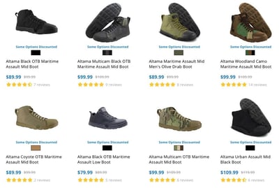 Altama Boots from $57.02 after code "SBM12RN2D" ($4.99 S/H over $125)