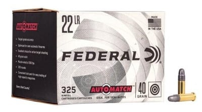 Federal 22 LR 40Gr Solid Champion AutoMatch 325rds - $19.99