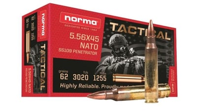 Norma Tactical, 5.56x45mm NATO, SS109 Penetrator, 62 Grain, 50 Rounds on Stripper Clips - $29.44 (Buyer’s Club price shown - all club orders over $49 ship FREE)