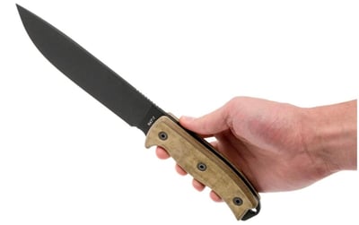 Ontario Knife Co. Rat-7 Fixed Blade 7" Drop Point 1095 Black Carbon Steel 5" Tan Micarta Handle - $68.97 (Free S/H over $25)