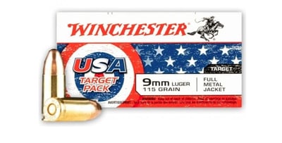 Winchester USA 9mm 115gr FMJ Target Pack 50-Round Box - $19.99
