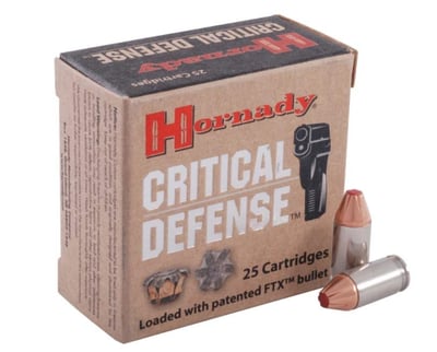 Hornady 380 ACP 90Gr FTX Critical Defense 25pk Ammo - $22.69