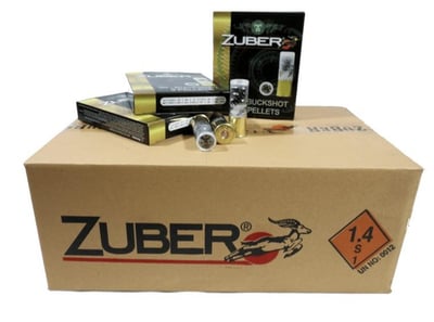 Zuber 12 Gauge 00 Buckshot 9 Pellet 2.75" 1 1/5 Oz 34Gr 1365 FPS Clear Case 300 Rd Case Made In Turkey - $149.99 