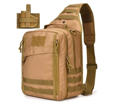 Tactical Sling Bag Backpack Assault Range Bag w/ Gun Holster (FDE) - $19.99 (Free S/H over $25)