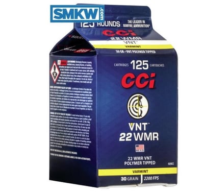 CCI VNT Ammo 22 WMR 30 Grain Polymer Tip 125 Rounds - $41.99