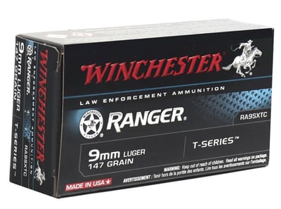 Winchester Ranger 9mm 147 Grain Jacketed Hollow Point 1000 Rnd - $625 (Free S/H)
