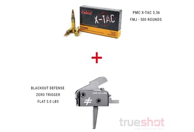 Blackout Defense Zero Trigger AR-15 3.0 lb Flat Black Nitride with PMC 5.56x45mm 55 Grain FMJBT 500 Rounds - $399.00 