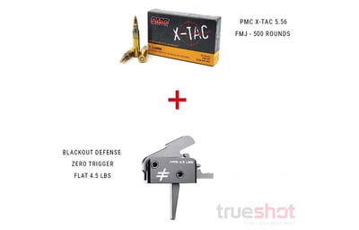 Blackout Defense Zero Trigger AR-15 4.5 lb Flat Black Nitride with PMC 5.56x45mm 55 Grain FMJBT 500 Rounds - $399.00 