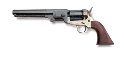 Pietta 1851 Navy Black Powder Revolver 7.5" Barrel Brass Frame Engraved Deluxe Blue - $267.4