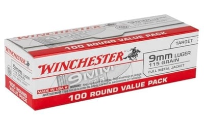 Winchester USA 9mm 115 grain FMJ Case of 1000 Rounds Bulk - $229 