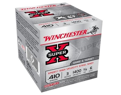 Winchester Super-X Xpert Game and Target Ammunition 410 Bore 3" 3/8 oz #6 Non-Toxic Steel Shot Box of 25 - $21.99 