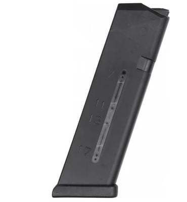 Glock Compatible 17 Round Magazine By A.C. Unity - 9mm, Military Grade, Black With Clear Round Count Window - $9.99 