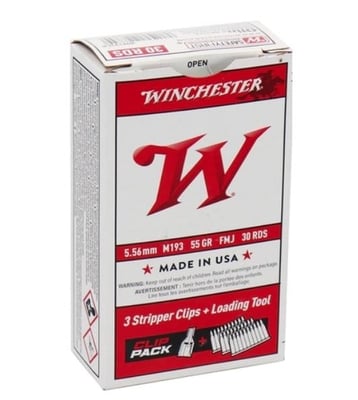 Winchester USA 5.56x45 55gr M193 FMJ Stripper Clips and Loading Tool Box 30 Rounds - $12.99