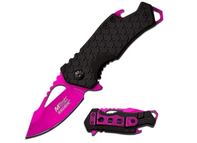 MTech USA Spring Assisted Folding Knife Pink Fine Edge Stainless Steel Blade with Black Nylon Fiber Handle - $4.89 (Free S/H over $25)