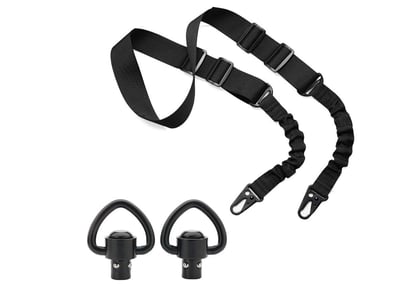 Two Points Sling with Length Adjuster Adjustable Sling with Hook and QD Swivels (2 Pcs Swivels 1 Pcs Sling) - $6.99 (Free S/H over $25)