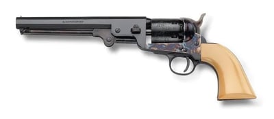 Pietta 1851 Navy Black Powder Revolver 44 Caliber 7.5" Barrel Case Hardened Steel Frame Cream Grip - $309.99