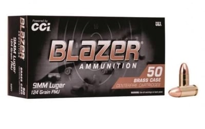 CCI Blazer Brass 9mm 124gr FMJ 50 Rounds - $11.49 