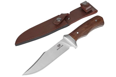 MOSSY OAK 11" Full-tang Fixed Blade Knife with Leather Sheath, Clip Point Blade and Wood Handle - $15.99 (Free S/H over $25)