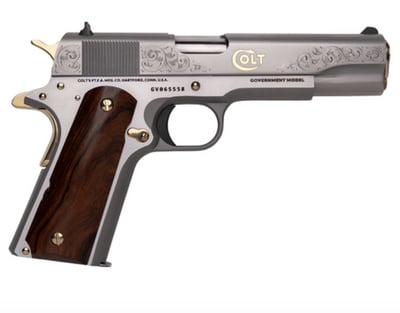 NEW Cnc Firearms CNCCOLTRAMP Colt 1911 Rampant 45 ACP 7+1 5" Stainless Steel Barrel Stainless With Gold Plating Engraved With Colt Pony Serrated Slide Stainless With Gold Accents Frame Ironwood Grip - $1895.59