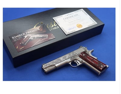 NEW COLLECTIBLE Cnc Firearms CNCPREMIER45 Kimber 1911 Premier 45 ACP 7+1 5" Stainless Steel Barrel Stainless Steel Engraved Scrollwork/Serrated Slide Stainless Steel Frame Engraved Rosewood Grip 1 of 200 - $1929
