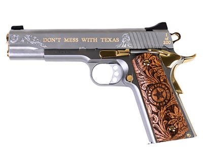 Limited 1 of 200 series production run Cnc Firearms CNCTEX1911 KIMBER 1911 Texan 45 ACP 7+1 5 Stainless Steel Barrel Stainless Engraved The Texan/Serrated Steel Slide Stainless Steel Frame Texas Mesquite Grip - $1769.76