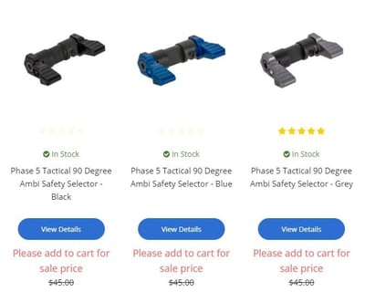 All Phase 5 Tactical 90 Degree Ambi Safety Selectors on Sale