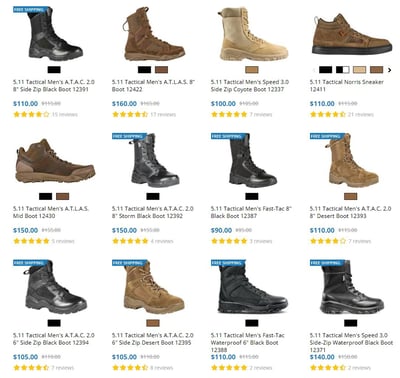 All 5.11 Tactical Boots on Sale ($4.99 S/H over $125)