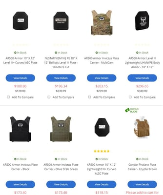 All Armor Plates and Carrier Products on Sale