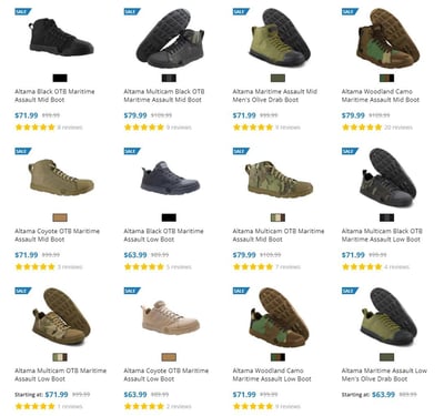 20% OFF All Altama Boots (discount already applied, no coupon code needed)  ($4.99 S/H over $125)