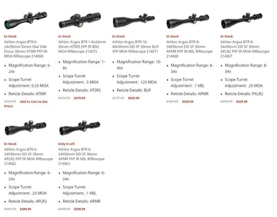 Athlon Argos BTR GEN2 Riflescopes on Sale