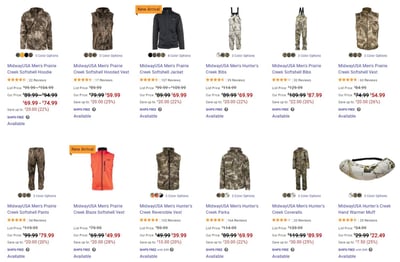MidwayUSA Hunting Clothing on Sale + Free Shipping