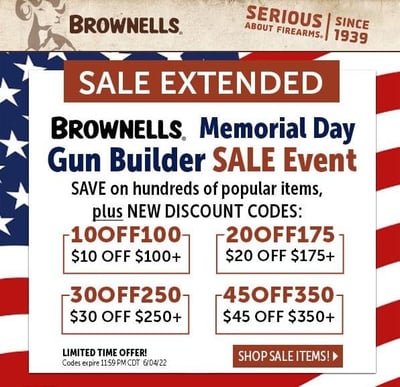 Memorial Day Sale - Get Up To $45 OFF With Coupons @ Brownells 