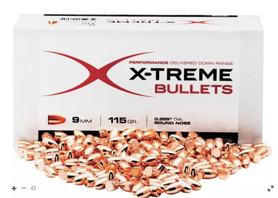 X-Treme Bullets Copper Plated Pistol Bullets - 38 Caliber - 158 Grain - 500 Rounds - XB38RF158B500 - $69.99 (Free S/H over $50)