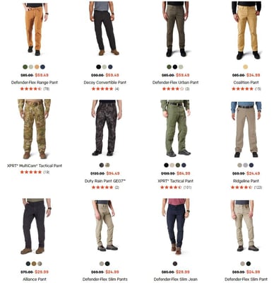 Pants Sale - Up To 60% Off @ 5.11 Tactical - Discount Already Applied - No Coupon Code (Free S/H over $99)