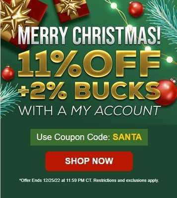 Christmas Sale - 11% OFF w/Code "SANTA" (Free S/H over $49 + Get 2% back from your order in OP Bucks)